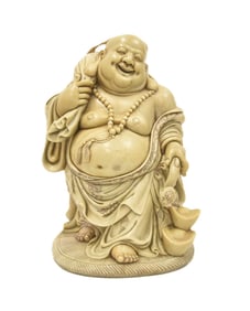 LARGE CARVED SOAPSTONE HOTEI BUDDHA