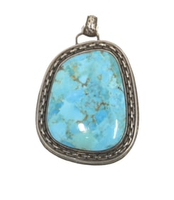 NATIVE AMERICAN SILVER & TURQUOISE PENDANT