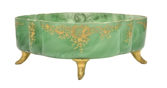 EARLY LOETZ MALACHITE GLASS BOWL