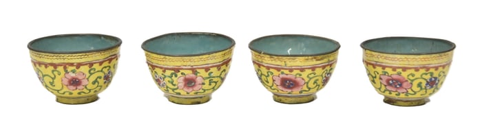 (4) MIDDLE EASTERN ENAMELED FINGER BOWLS