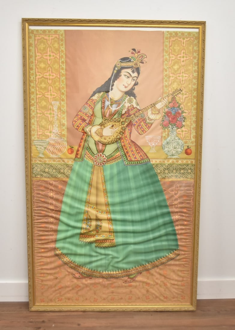 LARGE QAJAR SCHOOL PERSIAN PAINTING (1 of 12)