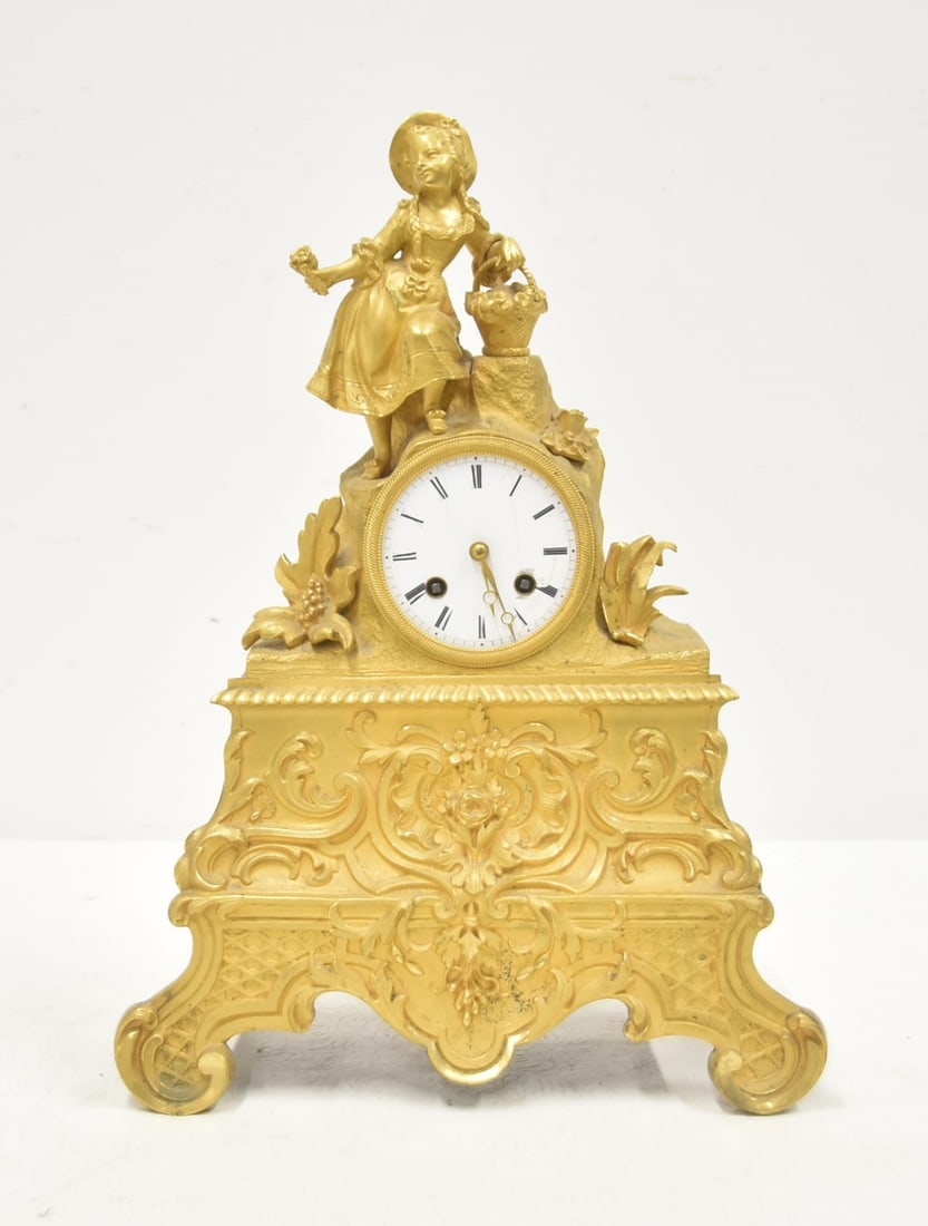 FRENCH EMPIRE DORE BRONZE MANTEL CLOCK (1 of 10)