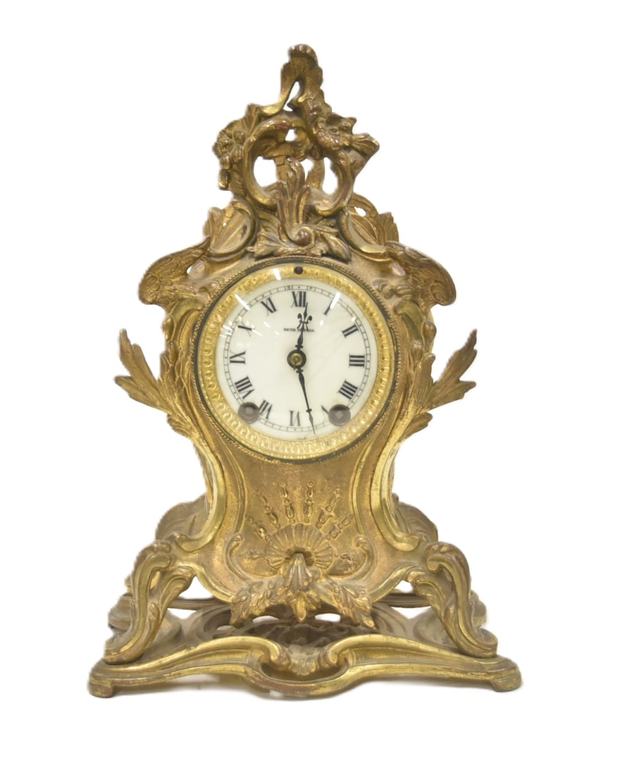 SETH THOMAS FRENCH STYLE BRONZE SHELF CLOCK (1 of 8)