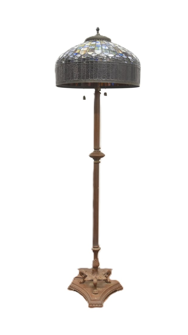 TIFFANY STYLE CURTAIN LEADED GLASS FLOOR LAMP (1 of 11)