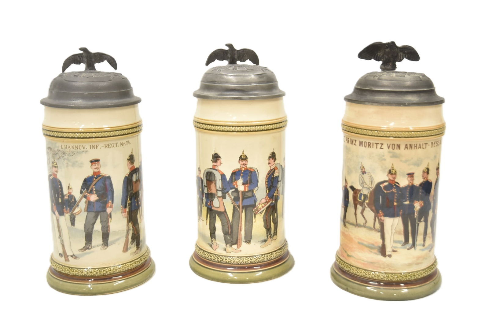 (3) METTLACH 2140 REGIMENTAL STEINS (1 of 12)