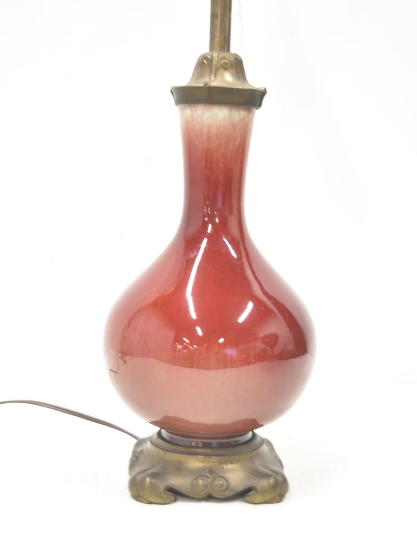 RED CHINESE FLAMBE GLAZE VASE LAMP (1 of 5)