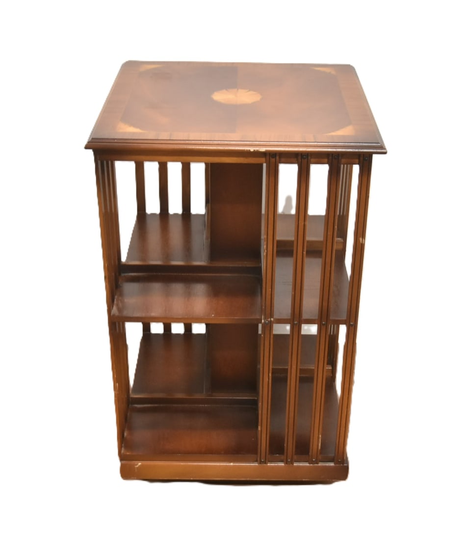INLAID EDWARDIAN STYLE REVOLVING BOOKCASE (1 of 9)