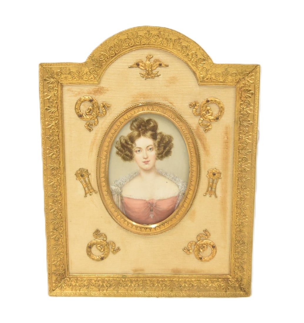 HAND PAINTED MINIATURE PORTRAIT IN BRONZE FRAME (1 of 7)
