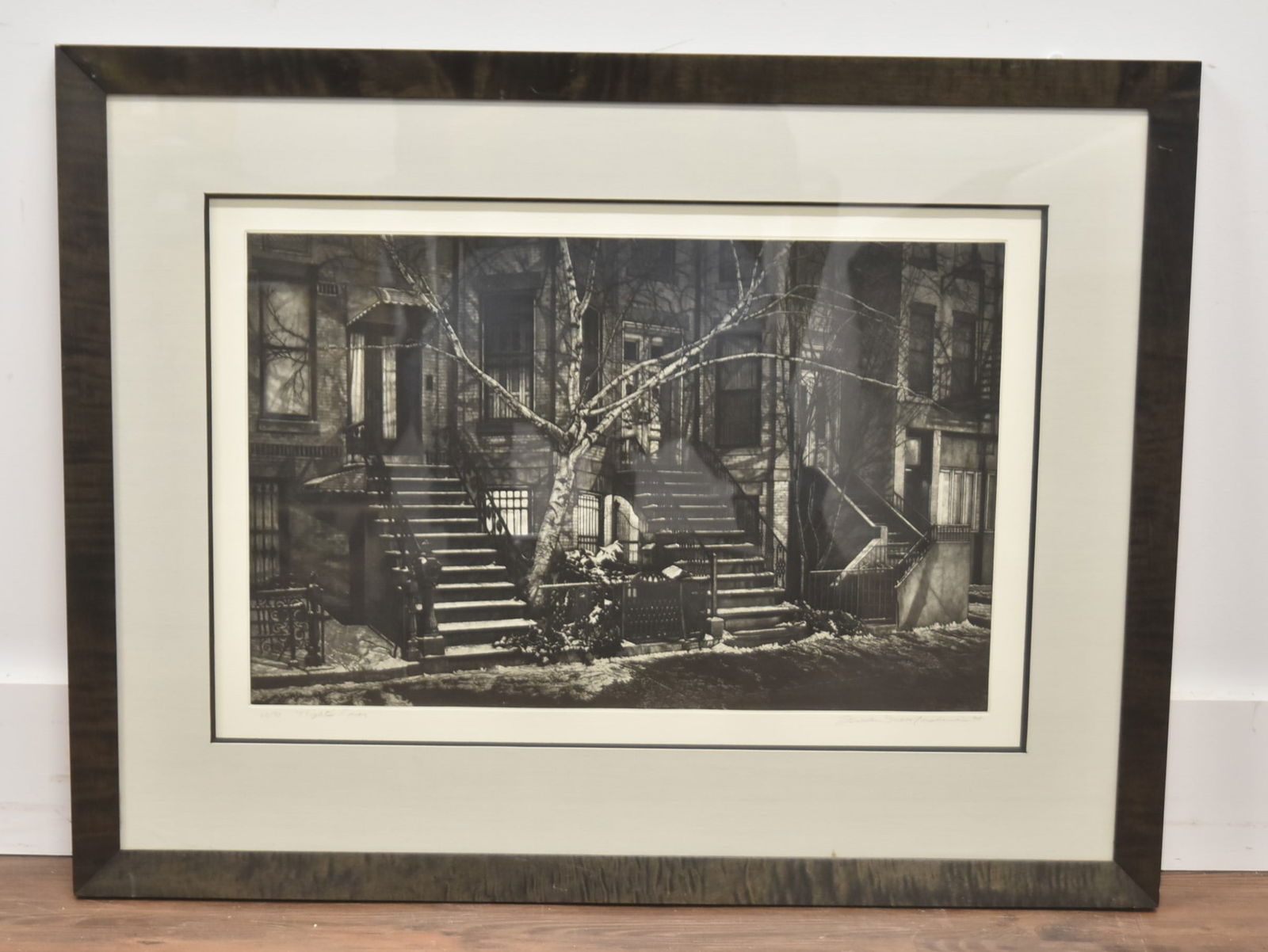 FREDERICK MERSHIMER "NIGHTS COVER" MEZZOTINT: FREDERICK MERSHIMER (AMERICAN, b. 1958) "NIGHTS COVER" MEZZOTINT HAND SIGNED IN PENCIL LOWER RIGHT , MERSHIMER 94' HAND NUMBERED 62/90 IMAGE SIZE IS 23 1/2" x 16" ; 32" x 25" FRAMED & MATTED A view of