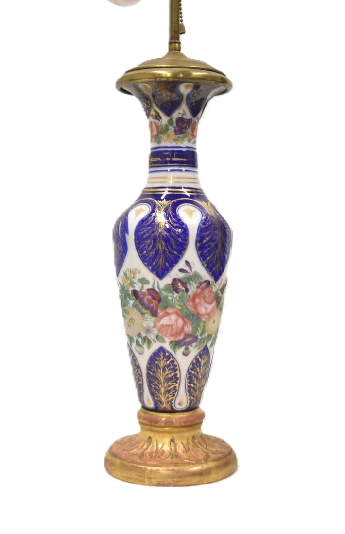 FINE BOHEMIAN OVERLAY OPALINE VASE LAMP (1 of 10)