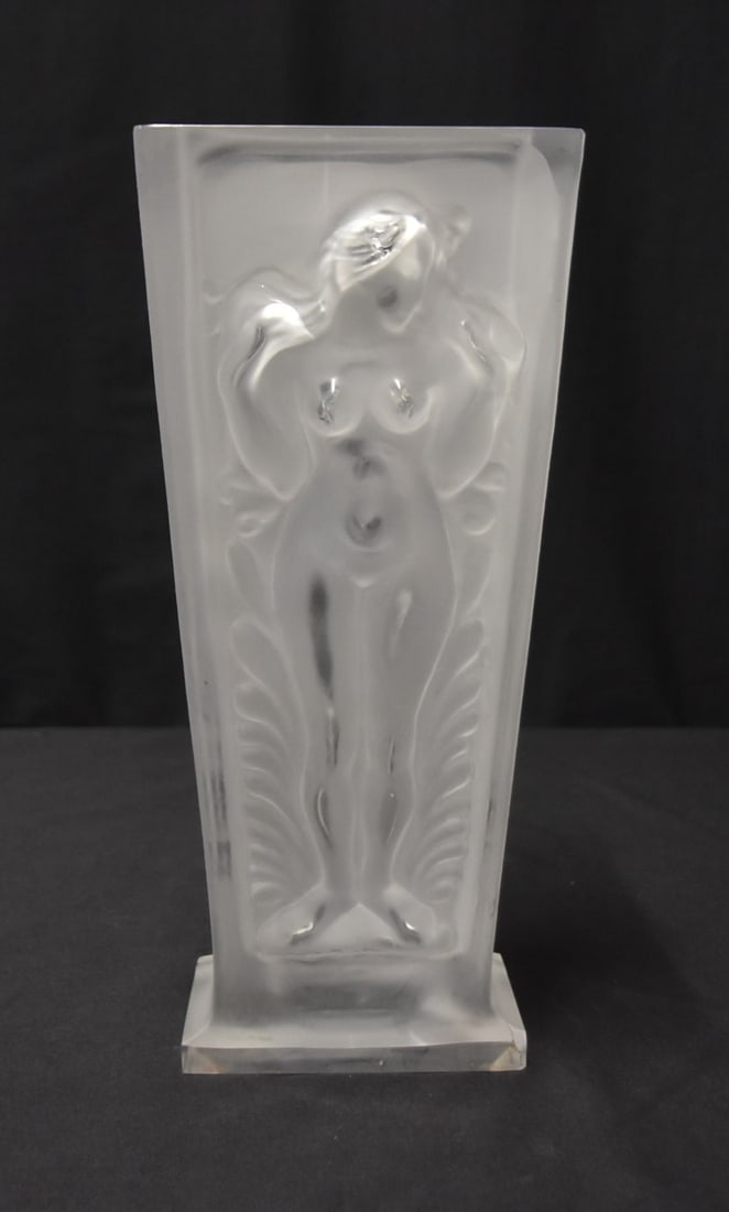 RENE LALIQUE STYLE FROSTED NUDE VASE (1 of 16)