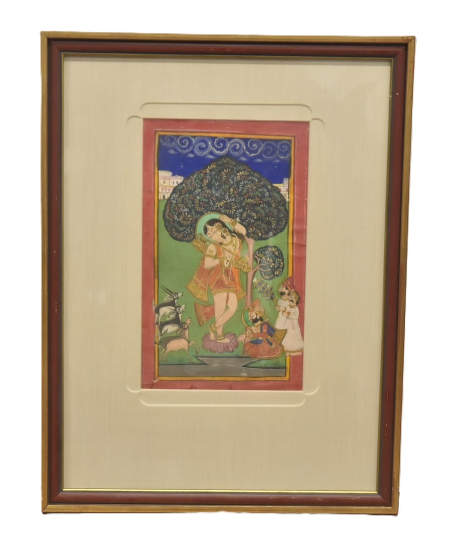 INDIAN MUGHAL MIXED MEDIA MINIATURE PAINTING (1 of 5)
