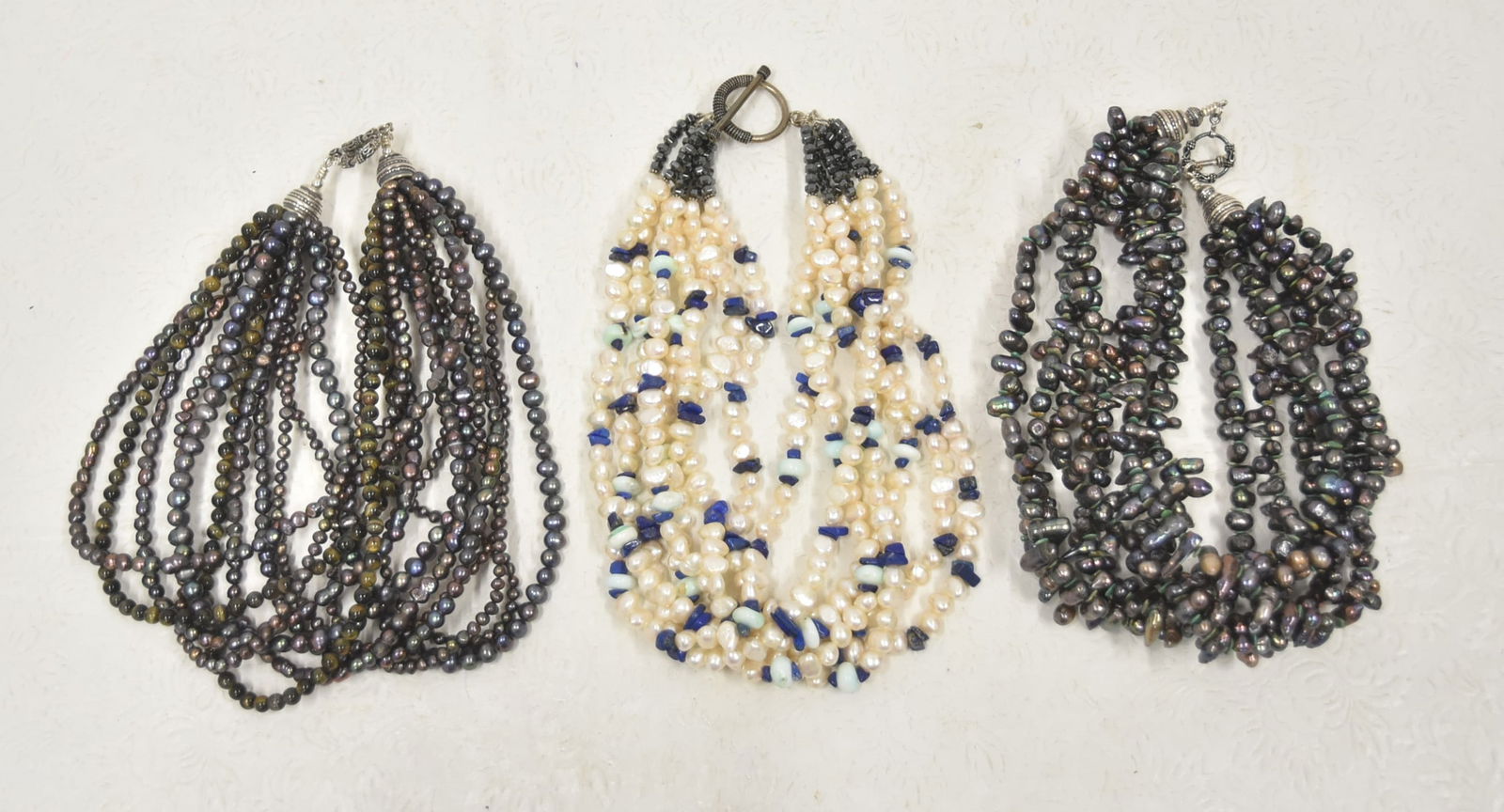 (3) LARGE MULTI STRAND PEARL NECKLACES (1 of 6)