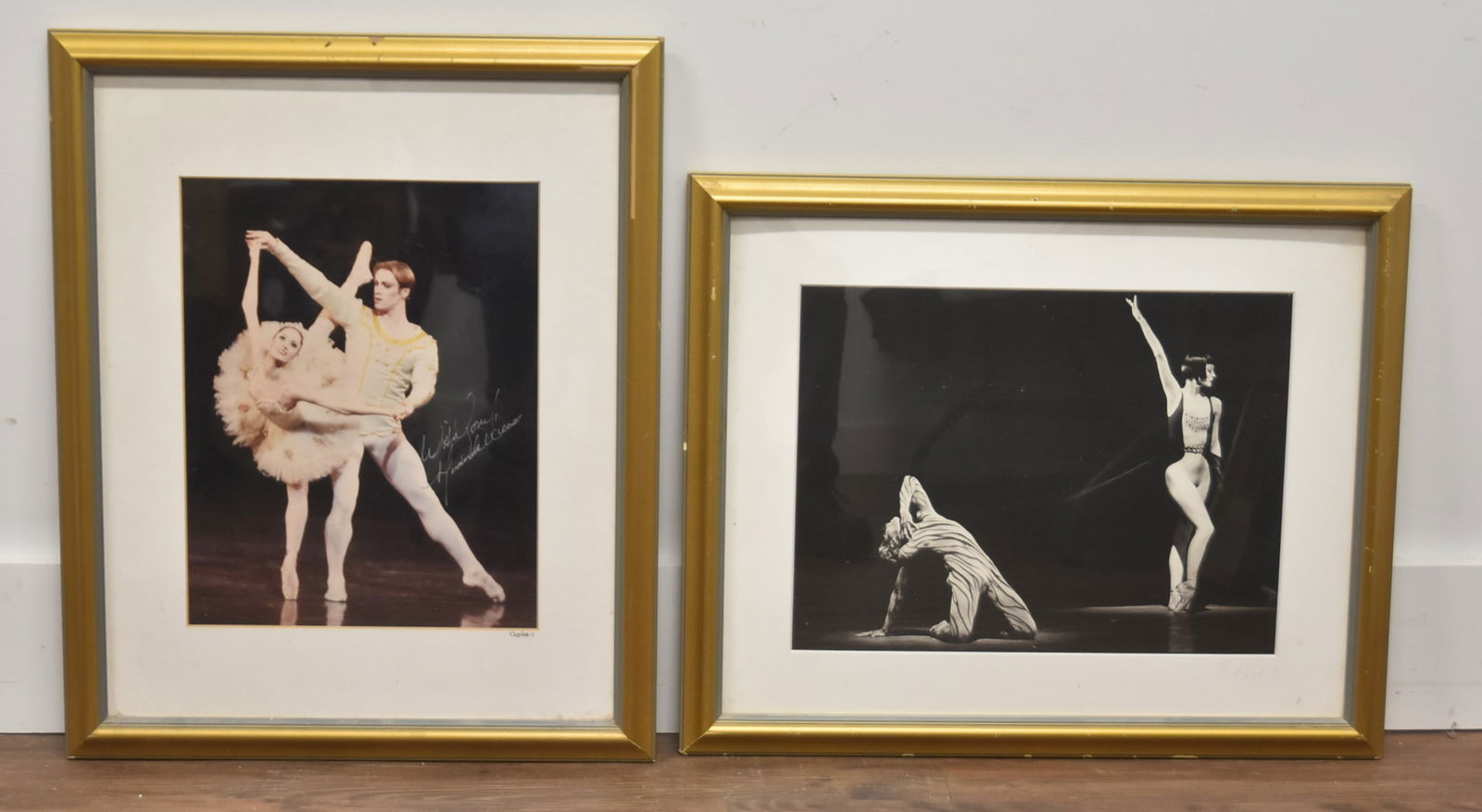 (2) FRAMED BALLET DANCER PHOTOGRAPHS: AUTOGRAPHED SIGNED COSTAS PHOTOGRAPH OF BOLSHOI BALLET DANCERS , MATTING IS SIGNED COSTAS ; CONSTANTINE SPANOS "COSTAS" 20th CENTURY DANCE PHOTOGRAPHER / PAUL KOHLER PHOTOGRAPH OF BALLET DANCER , SIGN