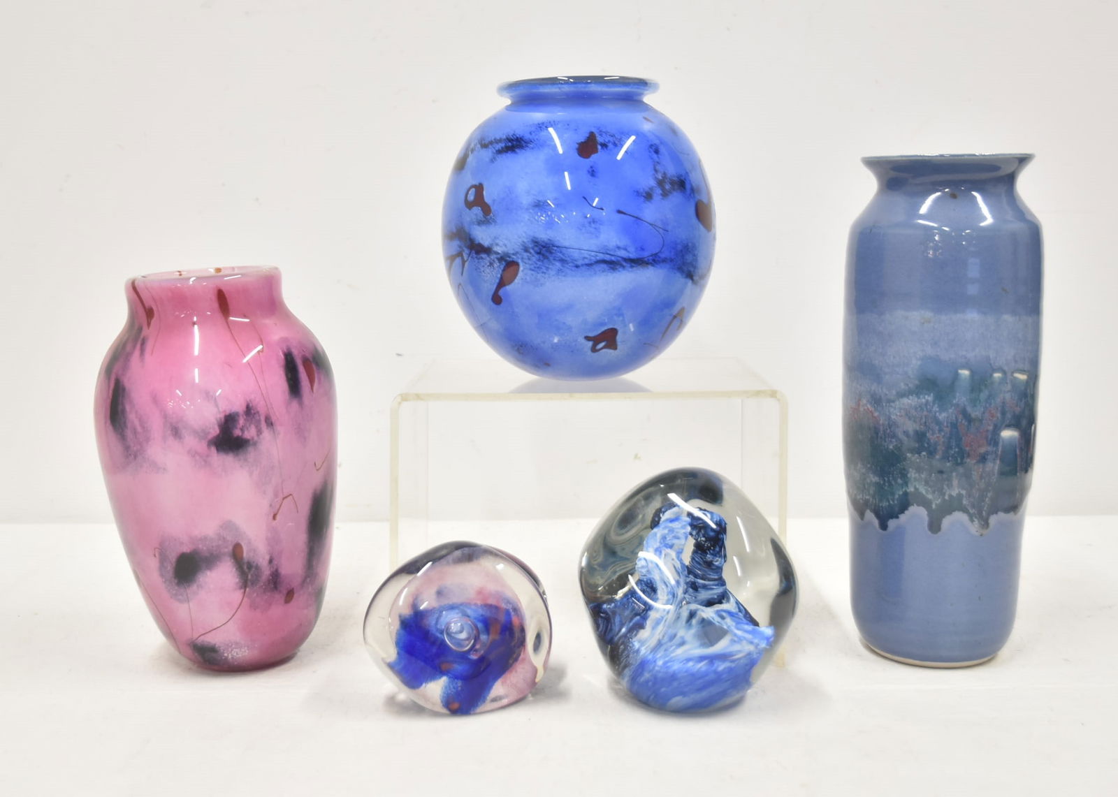 (5)pc STUDIO ART GLASS & POTTERY LOT (1 of 12)