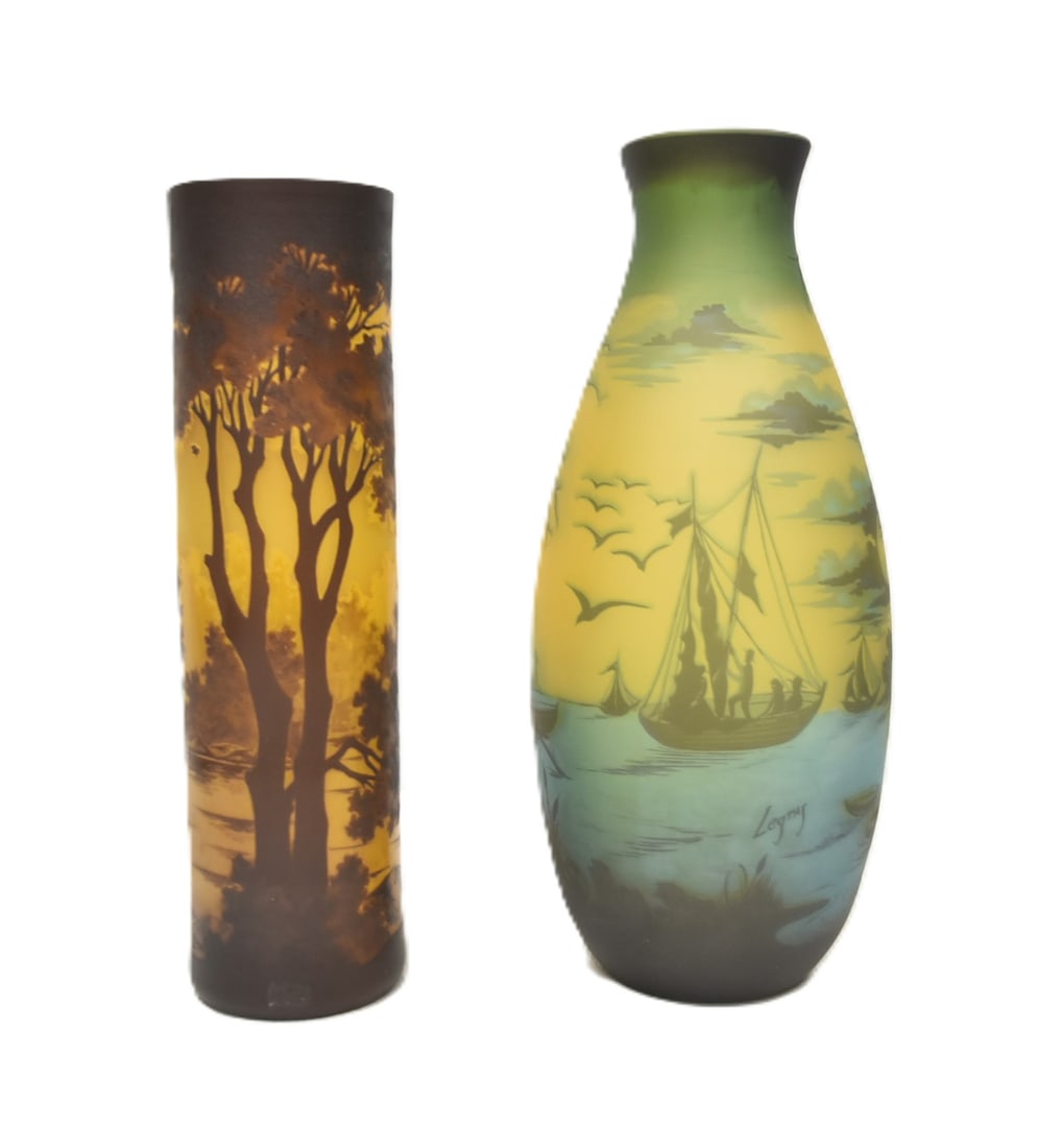 (2) CONTEMPORARY CAMEO ART GLASS VASES (1 of 15)