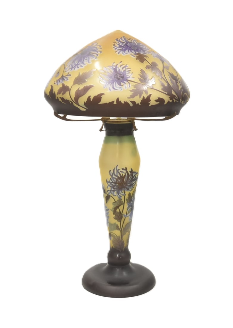 LARGE GALLE STYLE CHRYSANTHEMUM TABLE LAMP (1 of 17)