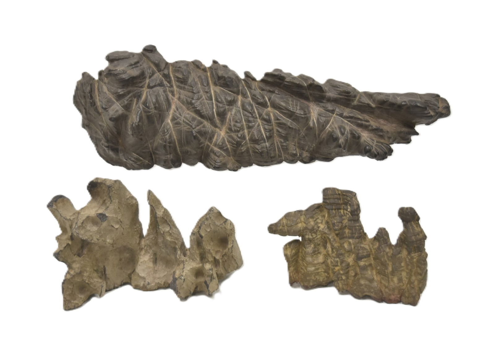 (3) LINGBI STONE SCHOLAR'S ROCK: (3) LINGBI STONE SCHOLARS ROCK STONE SPECIMENS - LARGST IS 6" x 4" x 21"