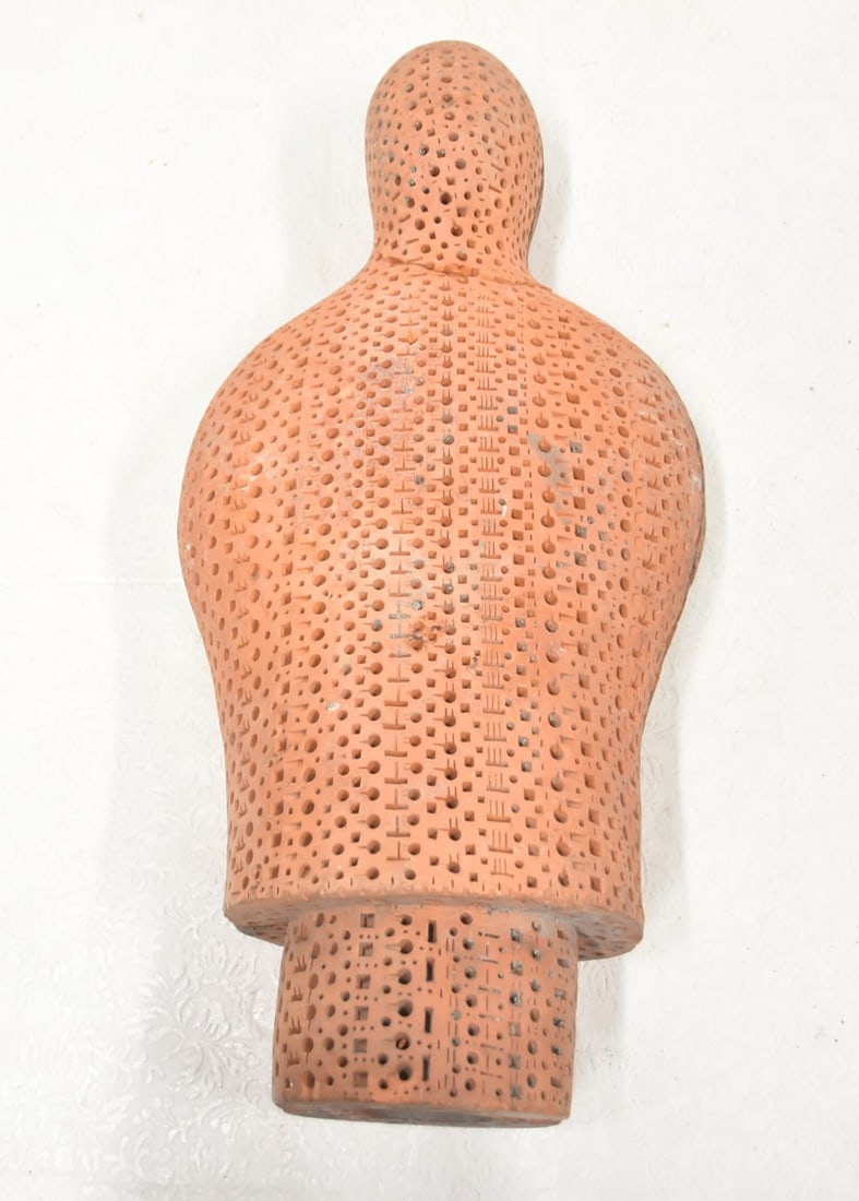 ALEXANDER NEY TERRACOTTA SCULPTURE OF TORSO: ALEXANDER NEY (RUSSIAN / AMERICAN, b. 1939) TERRACOTTA SCULPTURE OF ABSTRACT MALE TORSO - 91/2" x 3" x 20"