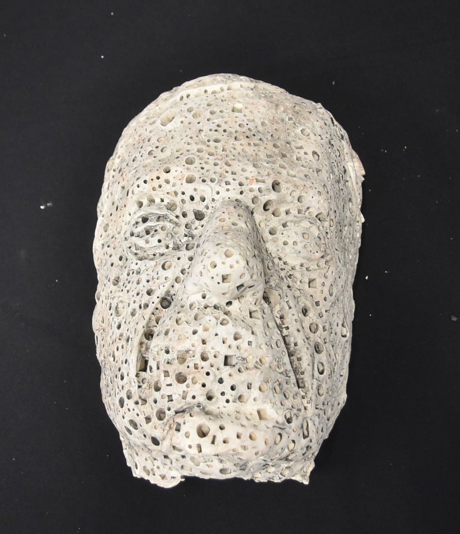 ALEXANDER NEY , TERRACOTTA HALF HEAD SCULPTURE: ALEXANDER NEY (RUSSIAN / AMERICAN, b. 1939) RETICULATED TERRACOTTA SCULPTURE OF HALF A HEAD - 9" x 10" x 14" (OVERALL LOSS)