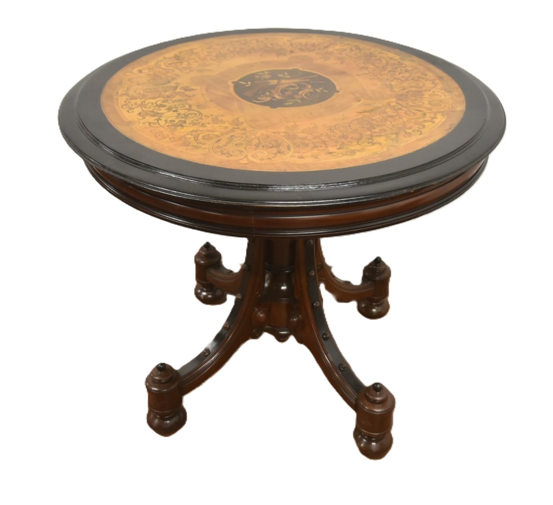 RENAISSANCE REVIVAL MARQUETRY INLAID TABLE (1 of 7)