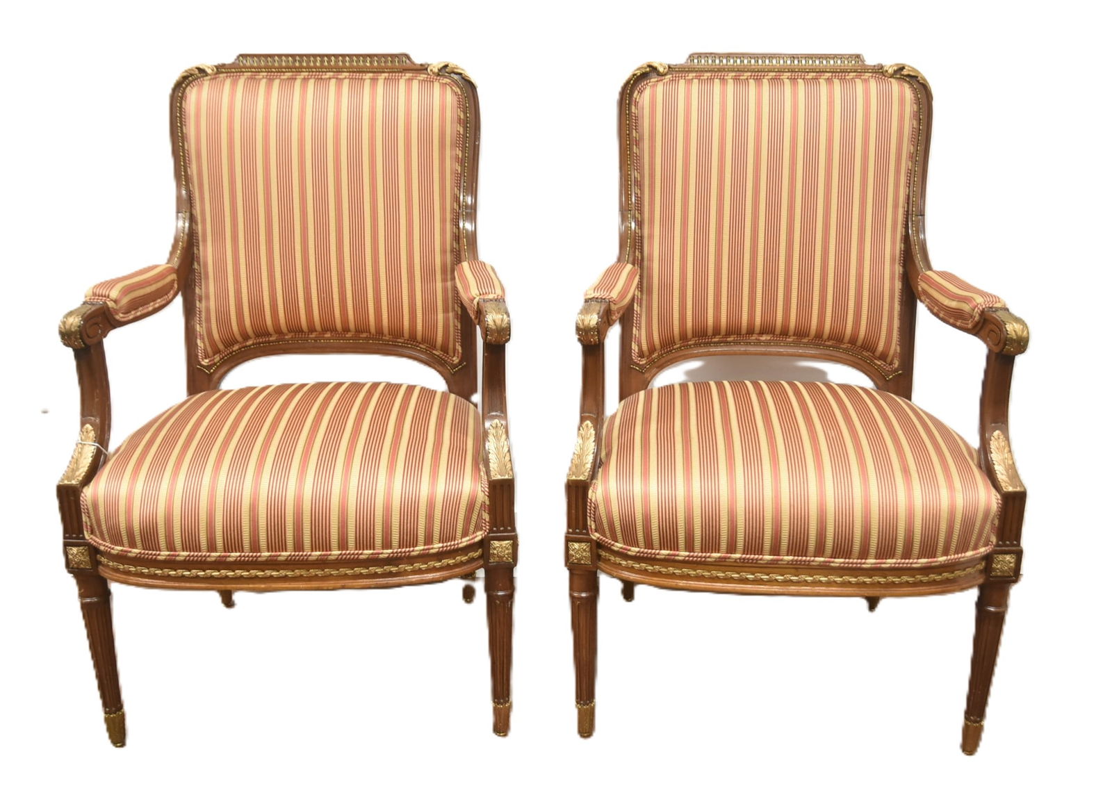 PAIR FRENCH BRONZE MOUNTED ARM CHAIRS (1 of 18)