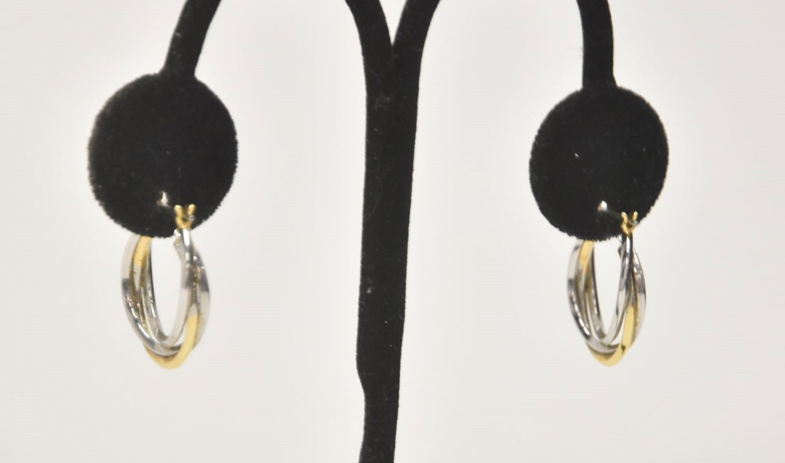 (Pr) 2-TONE 10kt GOLD HOOP EARRINGS: PAIR 2-TONE 10kt GOLD HOOP EARRINGS - 4.53grams