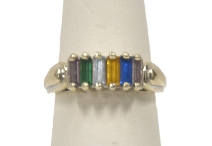 14kt WHITE GOLD & BAGUETTE GEMSTONE RING (1 of 9)