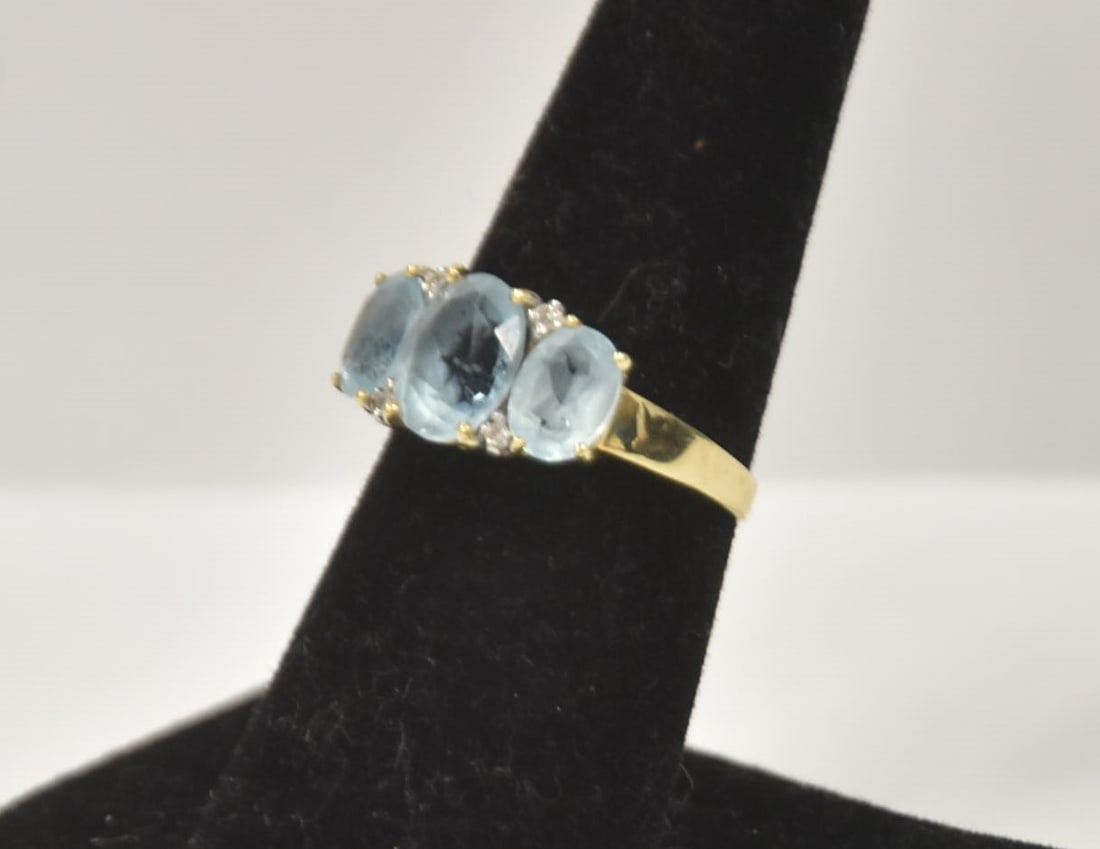 14kt GOLD AQUA & DIAMOND RING (1 of 11)
