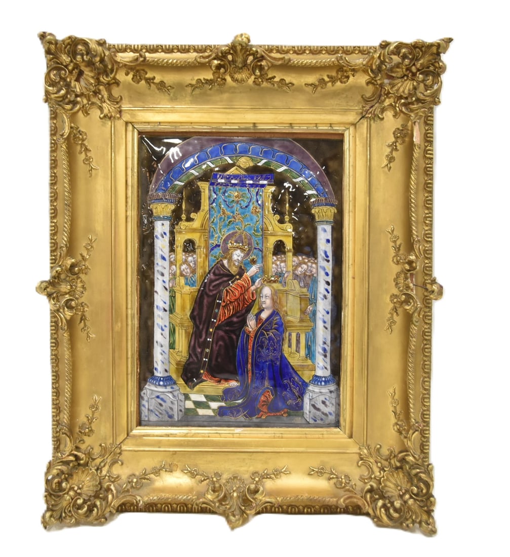 FRENCH LIMOGES ENAMEL CORONATION PLAQUE (1 of 12)