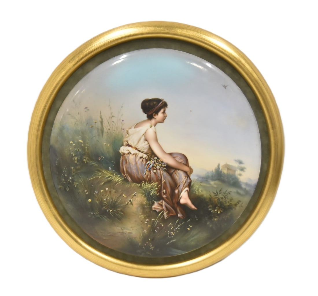 LARGE ROUND GERMAN PORCELAIN PLAQUE (1 of 8)
