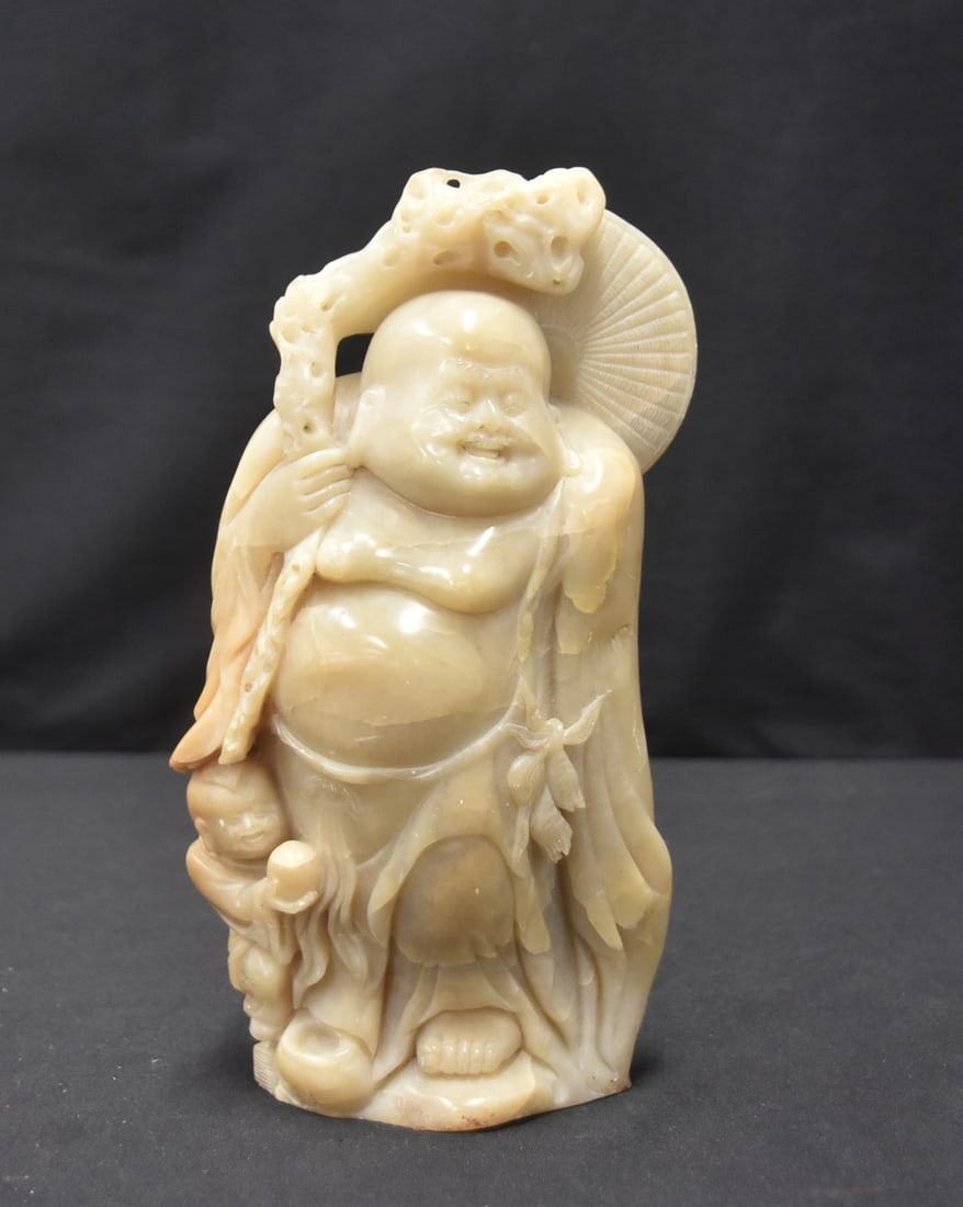 CHINESE WHITE JADE HOTEI BUDDHA (1 of 8)