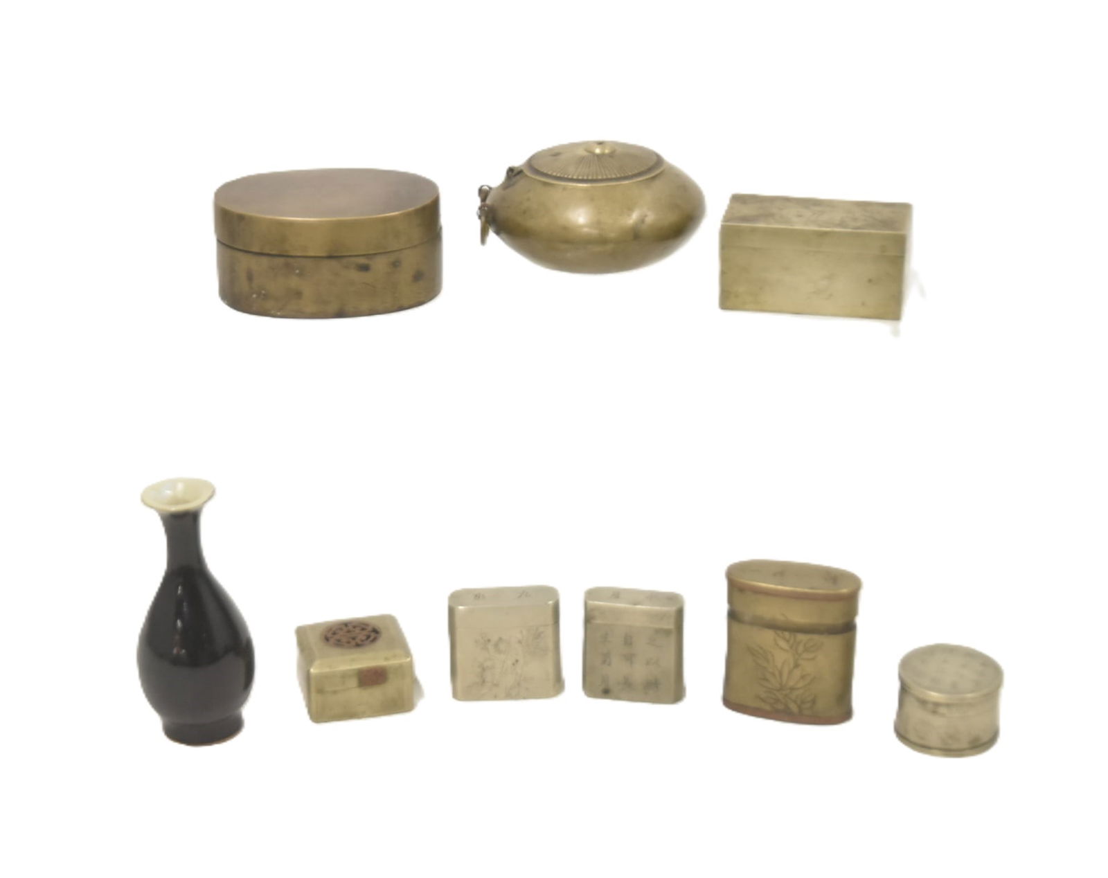 (8) ASIAN SNUFF BOTTLES & VASE (1 of 10)