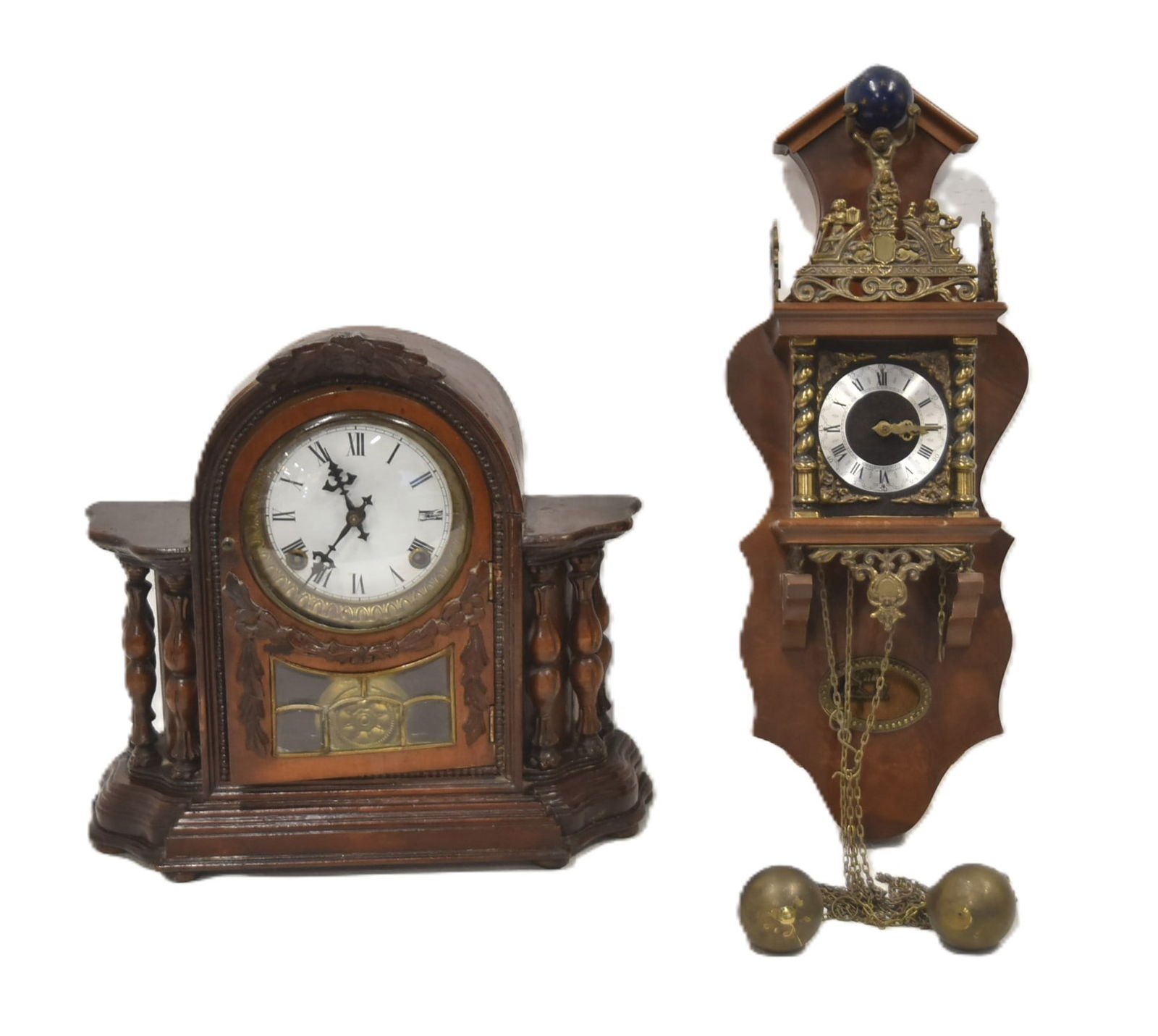 ASIAN WOOD MANTLE CLOCK / ZANDAAM WALL CLOCK (1 of 15)