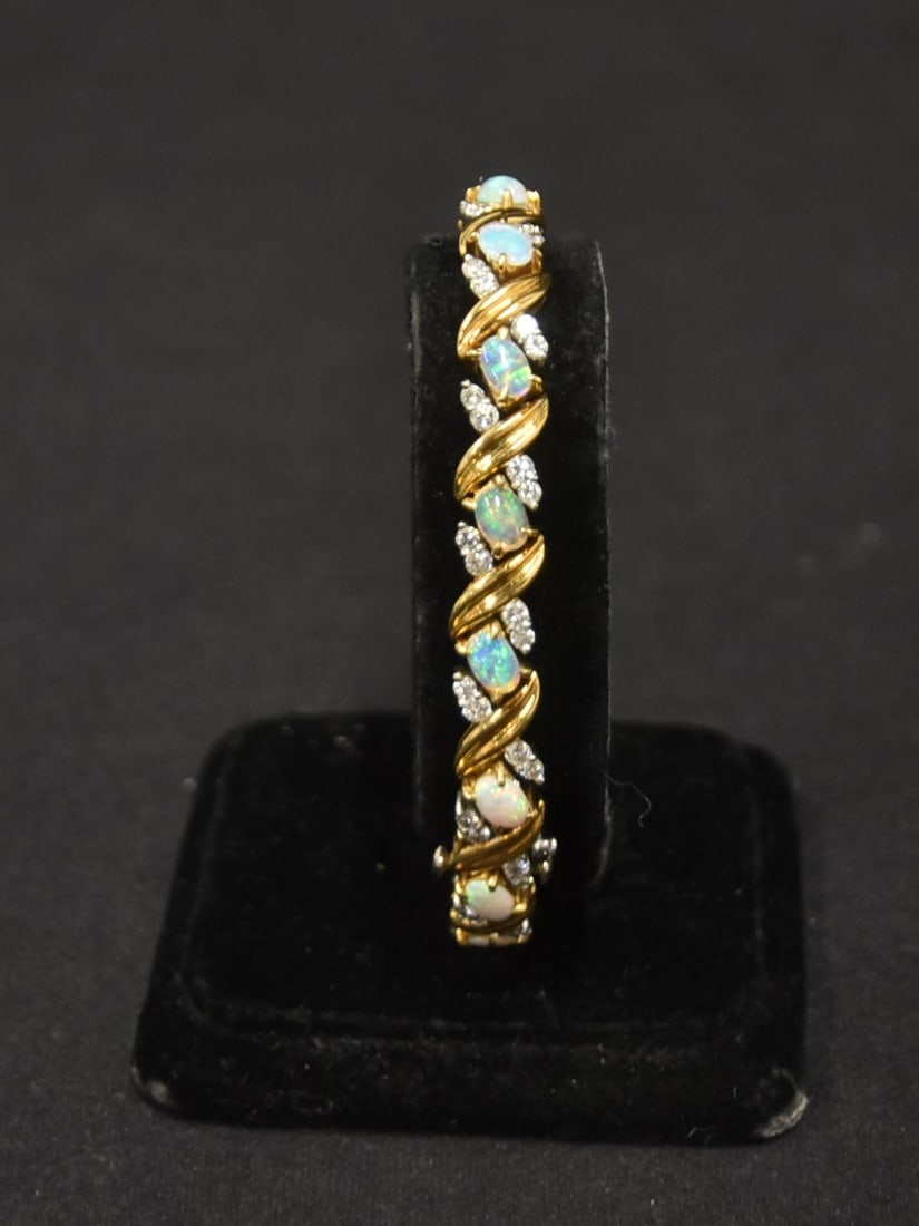 18kt GOLD FIERY OPAL & DIAMOND BRACELET (1 of 13)