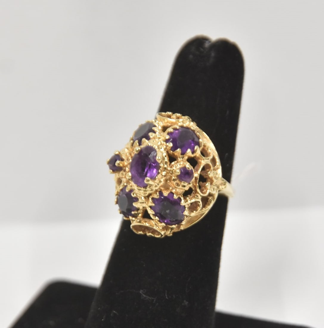 14kt GOLD & (7) AMETHYST DOME RING (1 of 7)