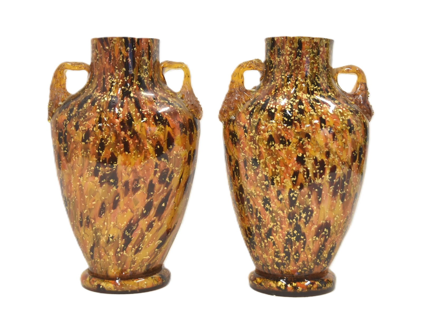 PAIR VICTORIAN BOHEMIAN HARRACH ART GLASS VASES (1 of 9)