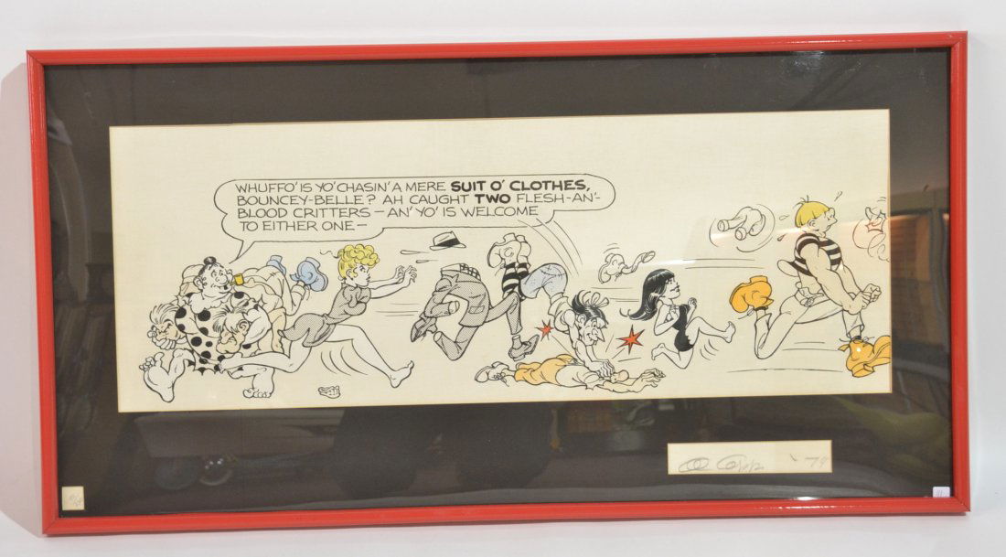 HAND SIGNED AL CAPP CARTOON STRIP SERIGRAPH: SUIT O' CLOTHES NUMBERED 95/250 & DATED 74' - 22" x 43"