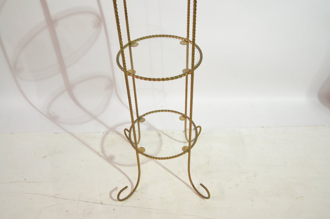 3-TIER GILT METAL STAND WITH FLOWERS & GLASS - 4