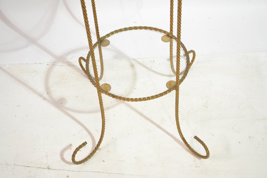 3-TIER GILT METAL STAND WITH FLOWERS & GLASS - 5