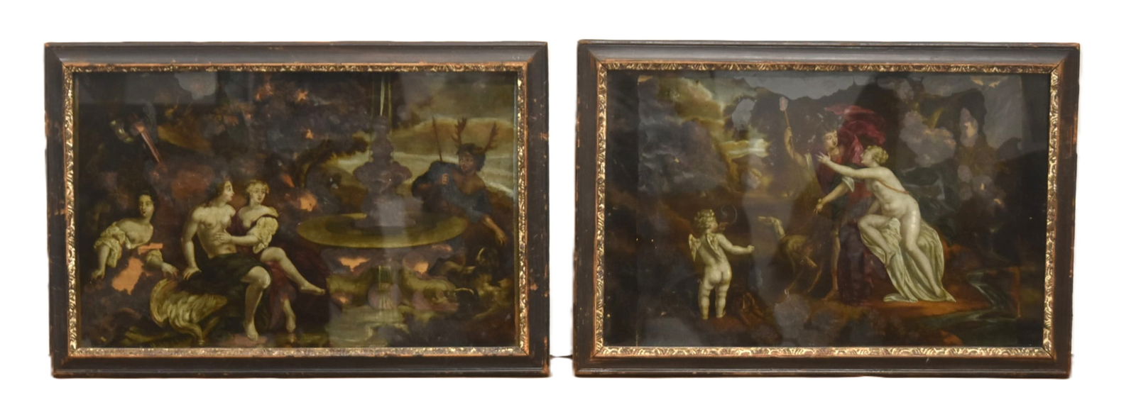 (Pr) 18thC EGLOMISE REVERSE PAINTINGS (1 of 14)