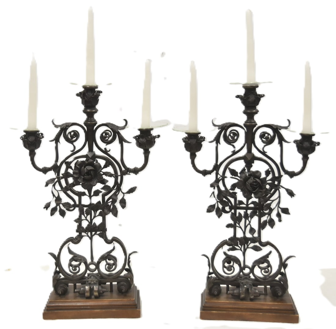(Pr) VICTORIAN FRENCH IRON CANDELABRAS (1 of 10)