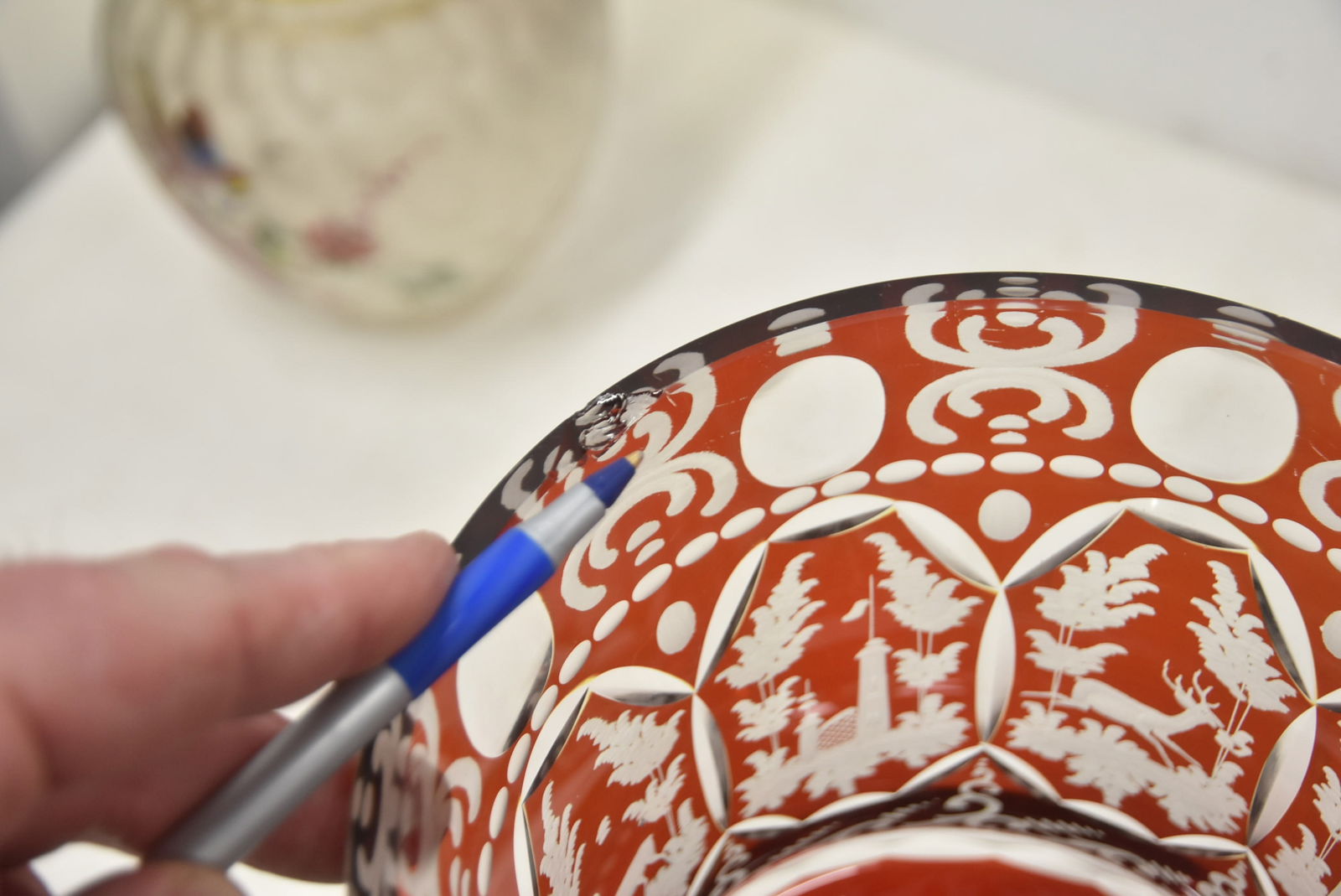 PAIR LARGE RUBY BOHEMIAN LIDDED POKALS - 13