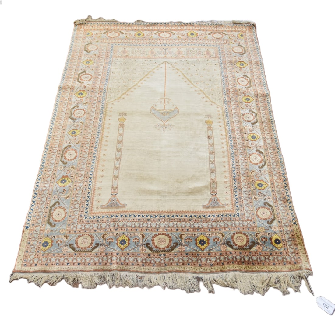 ANTIQUE 19thC PERSIAN TURKISH SILK CARPET (1 of 15)