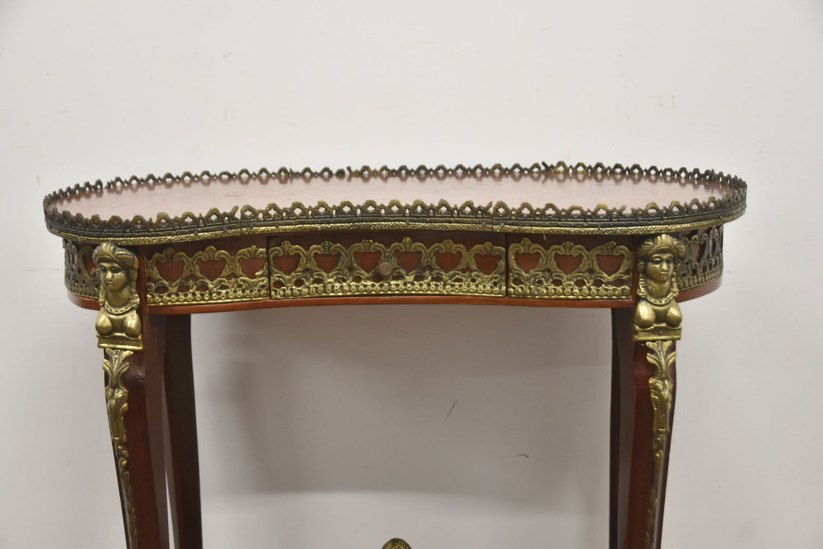 BRONZE MOUNTED KIDNEY SHAPE TABLE - 4