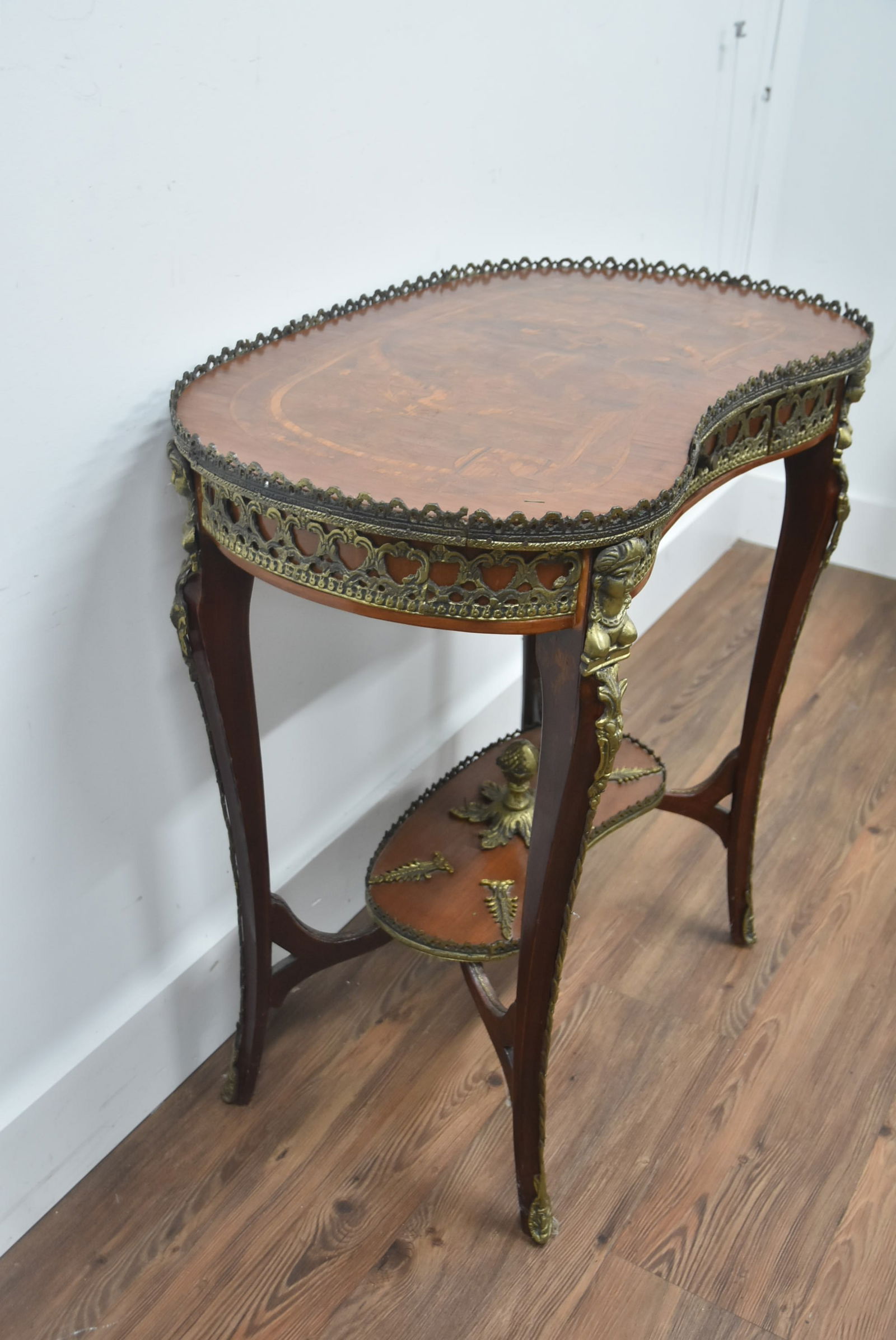 BRONZE MOUNTED KIDNEY SHAPE TABLE - 8