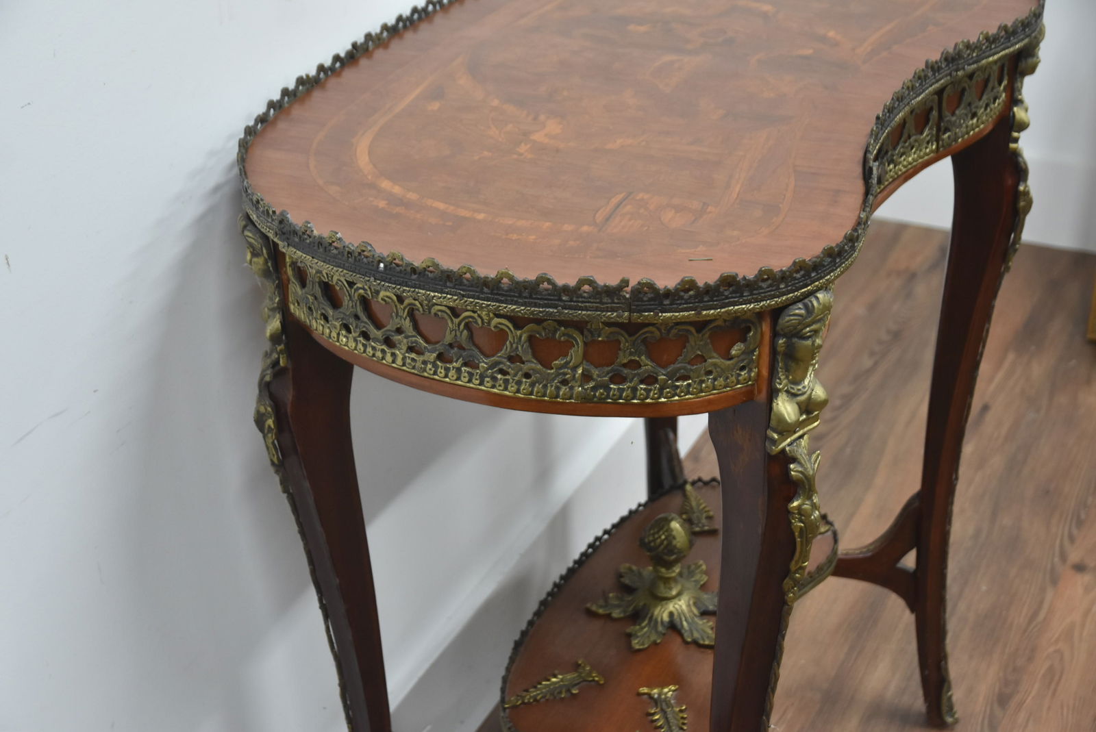 BRONZE MOUNTED KIDNEY SHAPE TABLE - 9