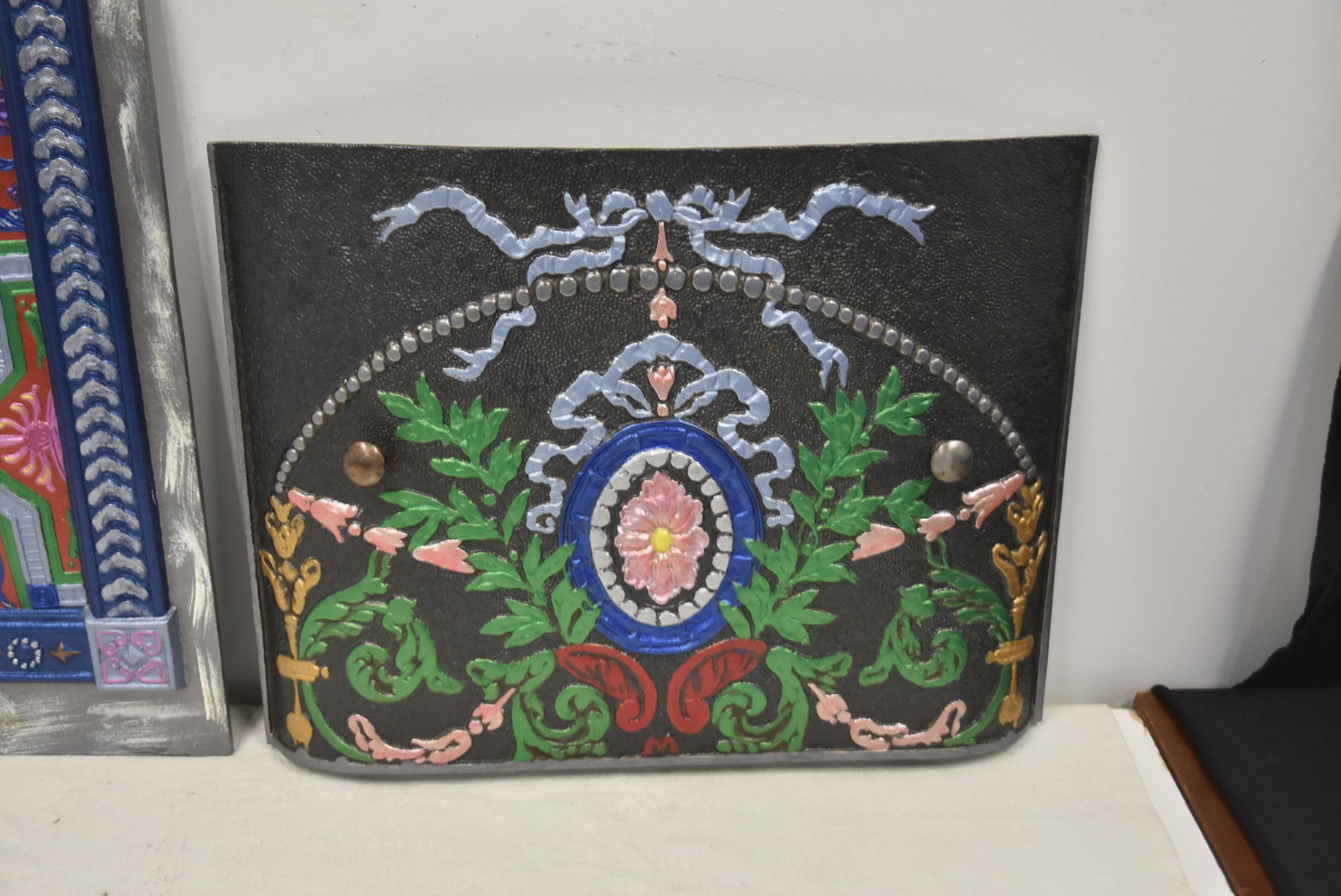 (2) ANTIQUE COLD PAINTED FIREPLACE INSERTS - 3