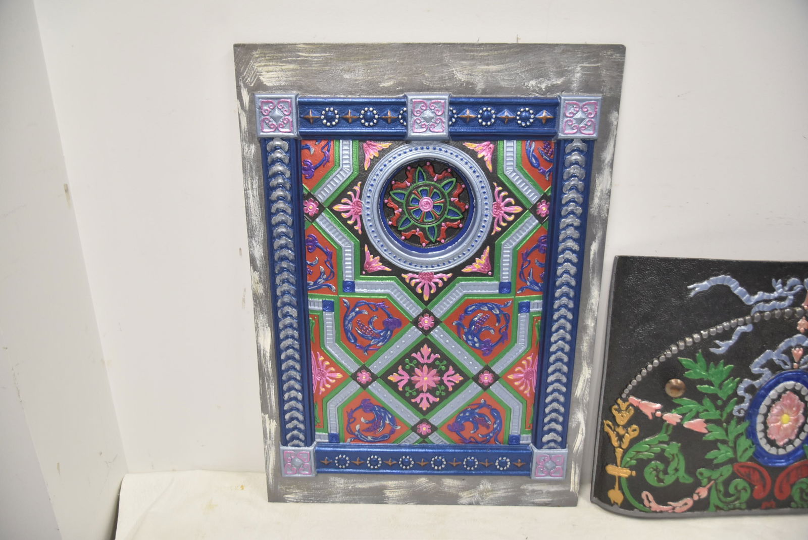 (2) ANTIQUE COLD PAINTED FIREPLACE INSERTS - 5