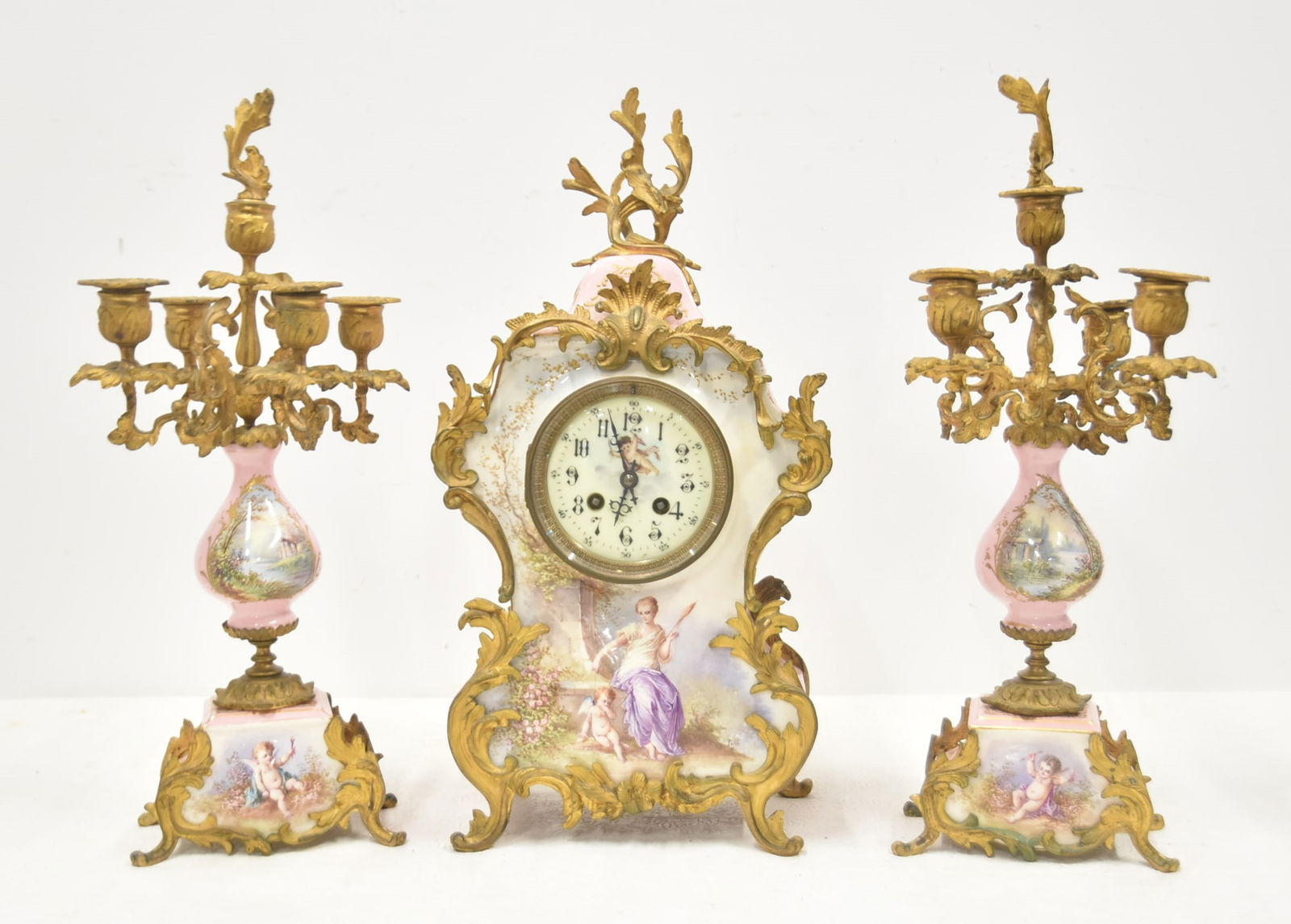 (3)pc TIFFANY & Co FRENCH PORCELAIN CLOCK SET (1 of 14)